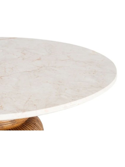 ALMA 120 X 120 mesa de comedor mármol madera de mango