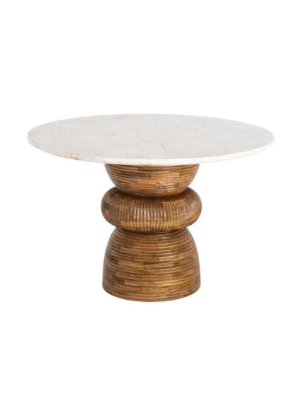 ALMA 120 X 120 mesa de comedor mármol madera de mango