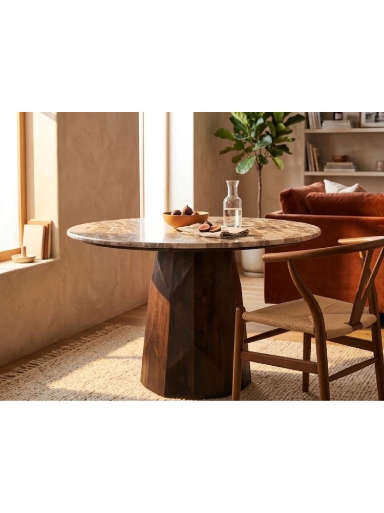 VELETA 120 X 120 mesa de comedor-madera mármol