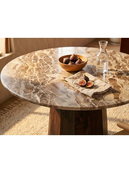VELETA 120 X 120 mesa de comedor-madera mármol