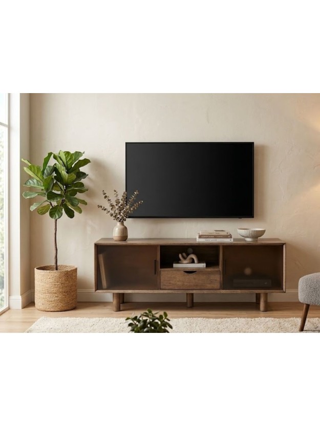 BOSCO 150 X 40 mueble TV madera cristal