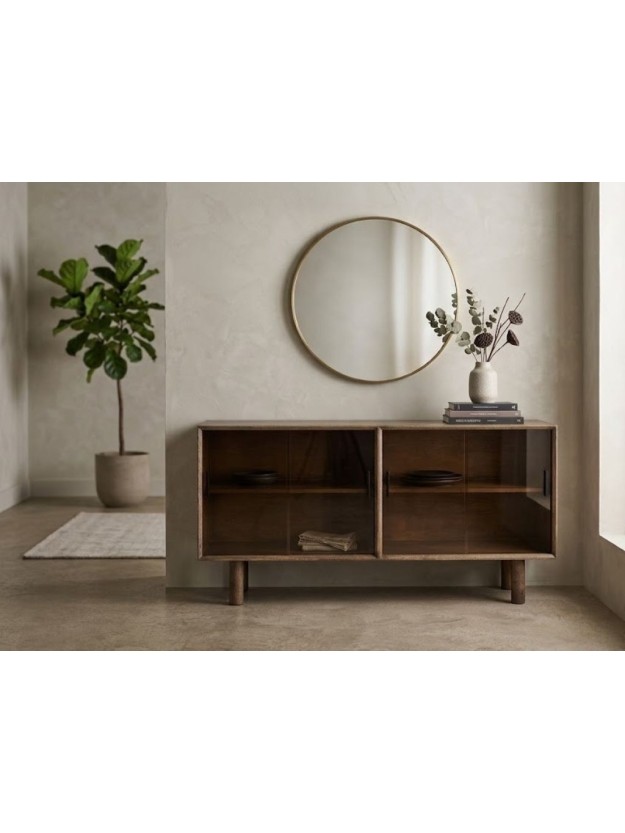 BOSCO 160 X 46 aparador madera cristal