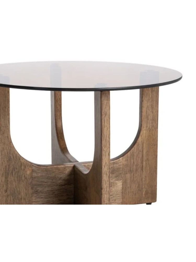 BOSCO 60 X 60 mesa de centro redonda madera cristal