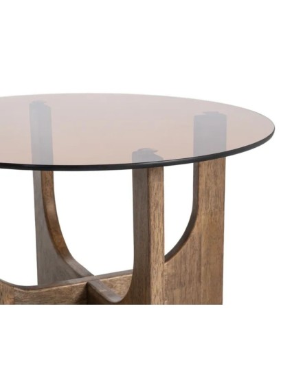 BOSCO 60 X 60 mesa de centro redonda madera cristal