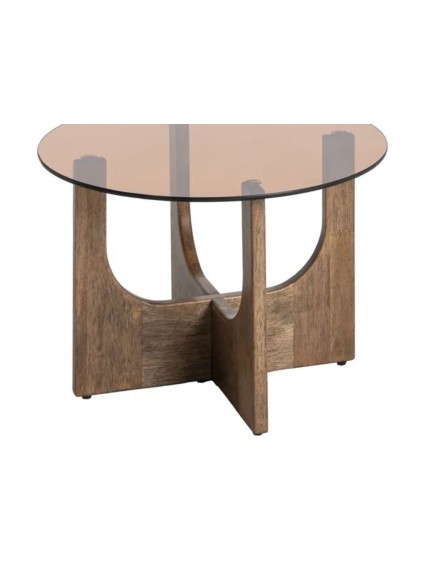 BOSCO 60 X 60 mesa de centro redonda madera cristal