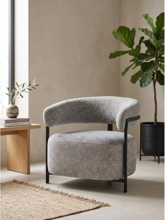 MUSA 77 X 71,50 sillón negro tapizado metal