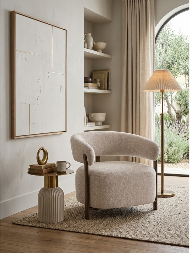 MUSA 77 X 71,50 sillón beige tapizado metal