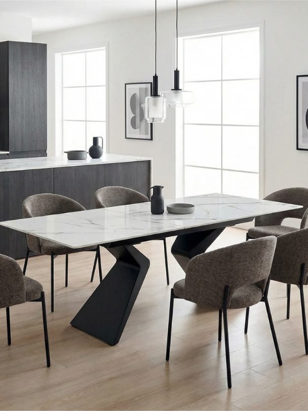 ÁRTICO 160-200X90 mesa de comedor porcelánico metal
