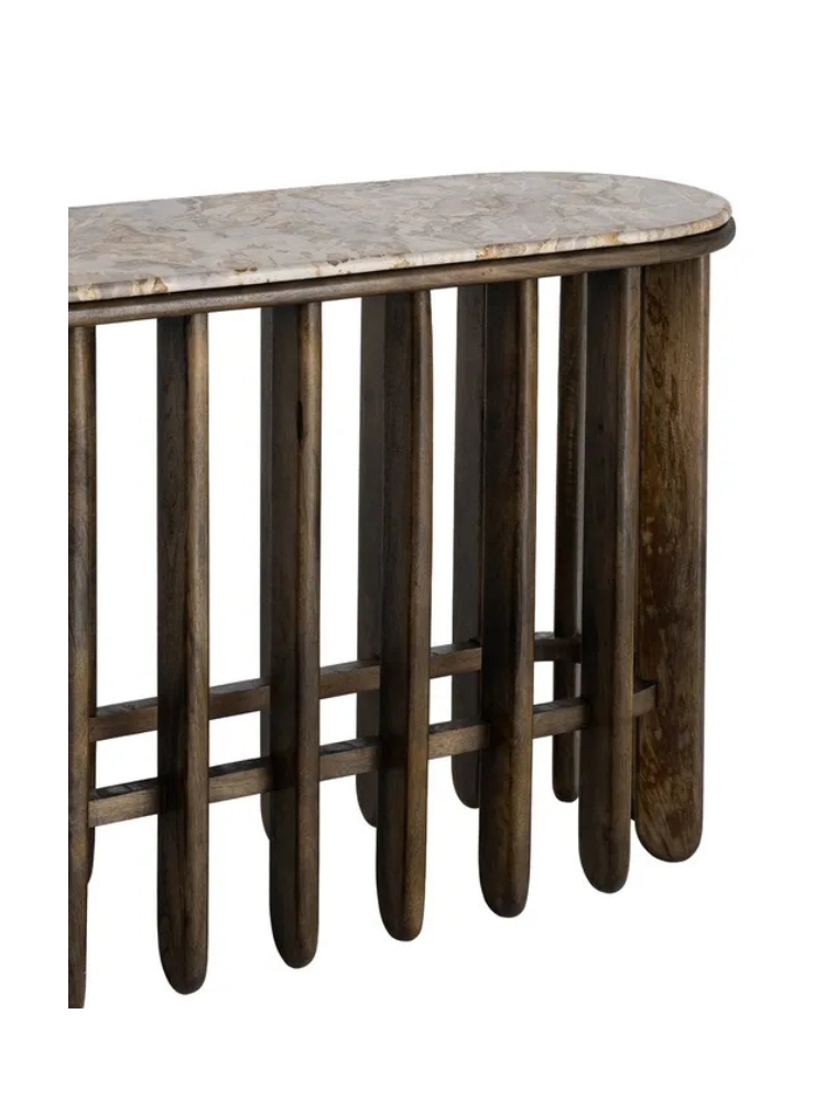 REMO 160 X 40 consola madera de mango-mármol