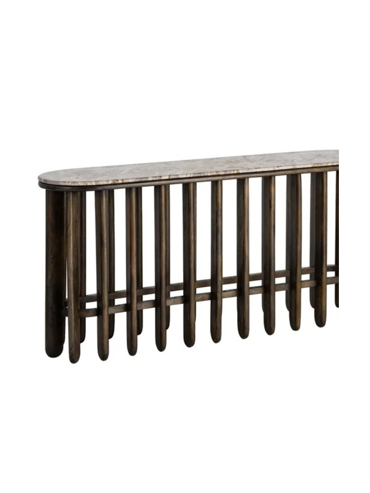 REMO 160 X 40 consola madera de mango-mármol