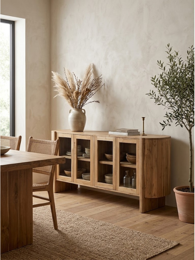 CURVA 180 X 40 aparador natural madera de acacia