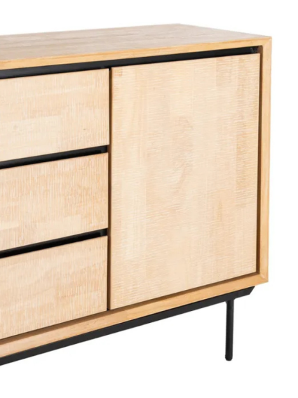 NILO 200 X 40 aparador natural negro metal