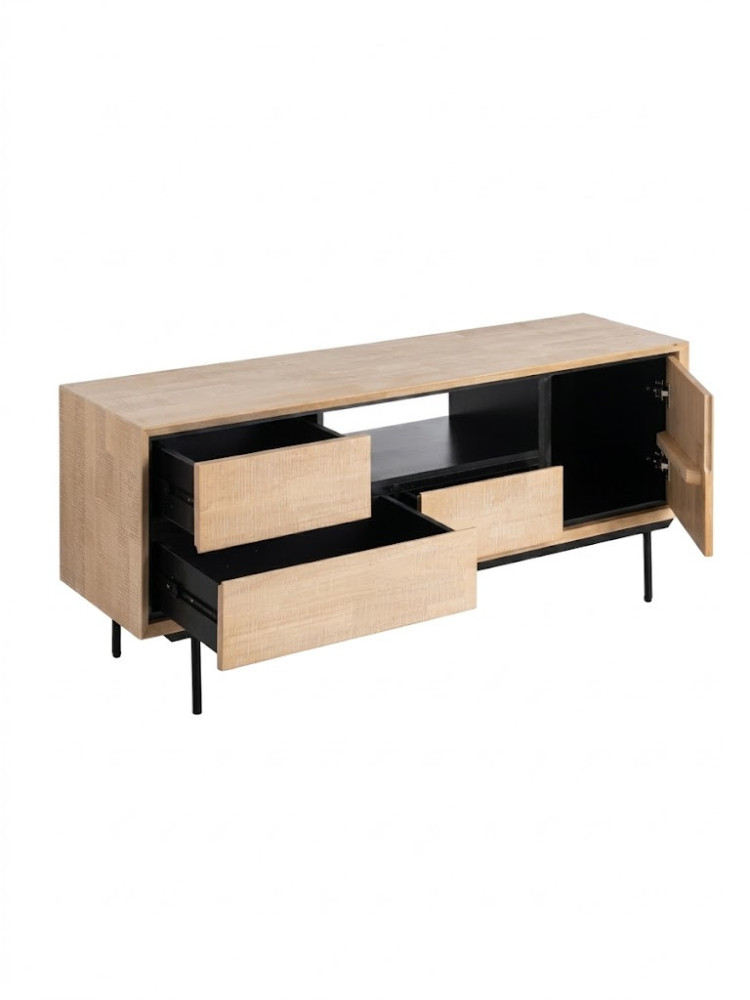 NILO 148 X 40 mueble TV natural negro metal