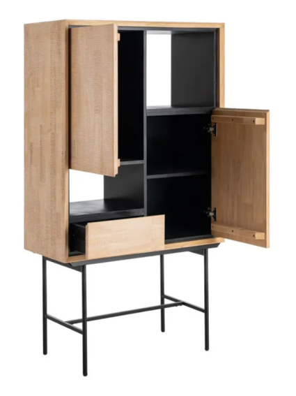 NILO 84,50 X 40 armario natural negro metal