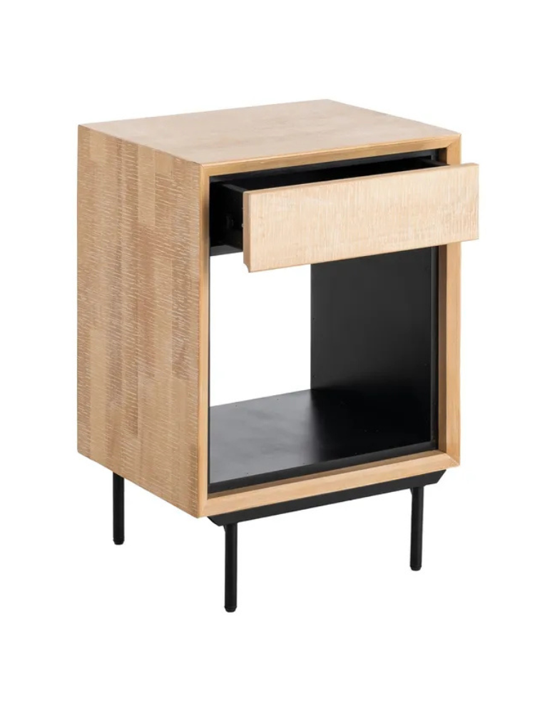 NILO 50 X 40 mesita natural negro metal