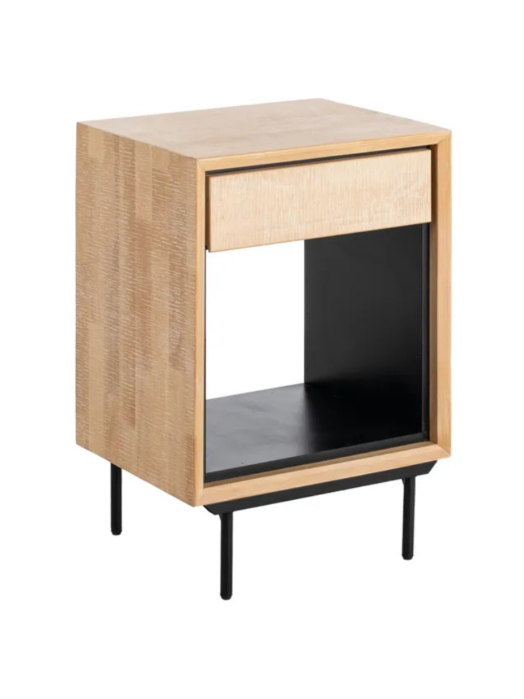 NILO 50 X 40 mesita natural negro metal