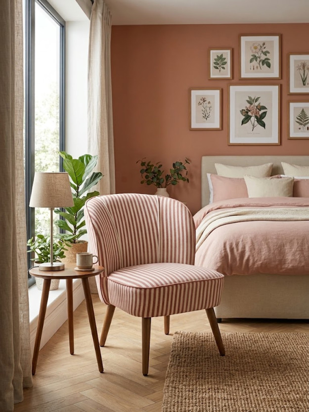 SERENA  54 X 64 sillón rayas frambuesa