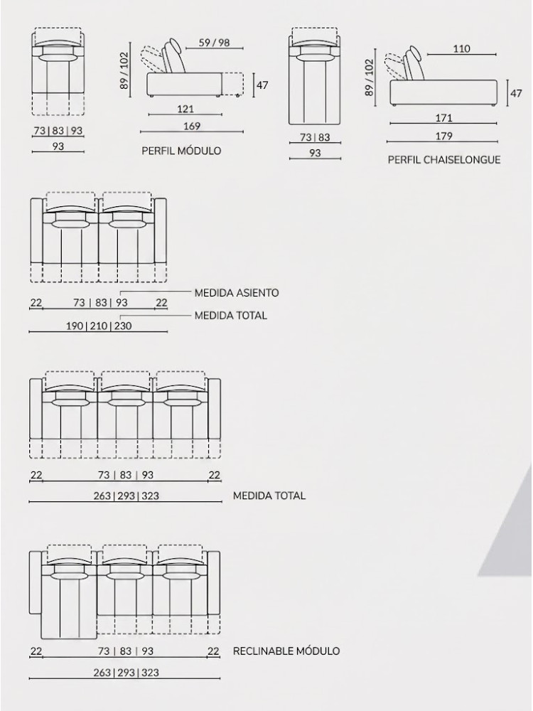 Sofa CALIFORNIA 4 plazas 293/263cm