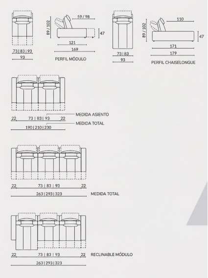 Sofa CALIFORNIA 4 plazas 293/263cm