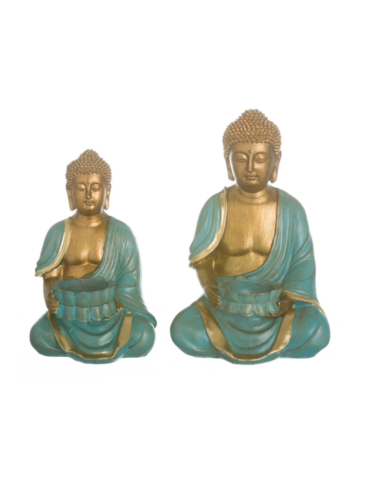 Figura BUDA ORO MANTO TURQUESA 19