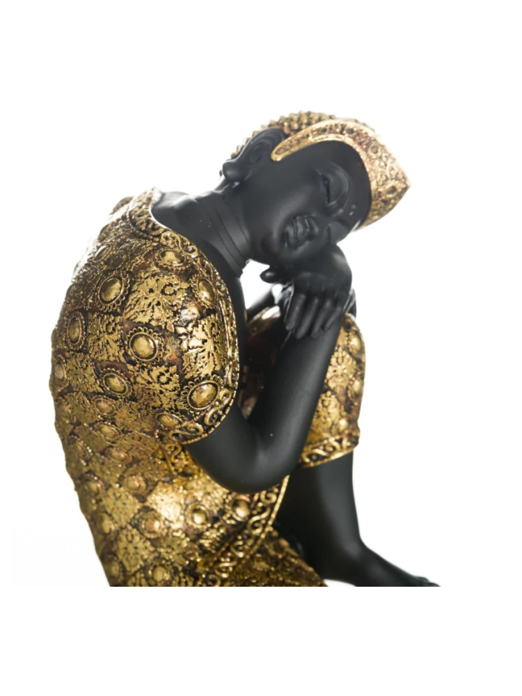 Figura BUDA MARRÓN ORO RECOSTADO B