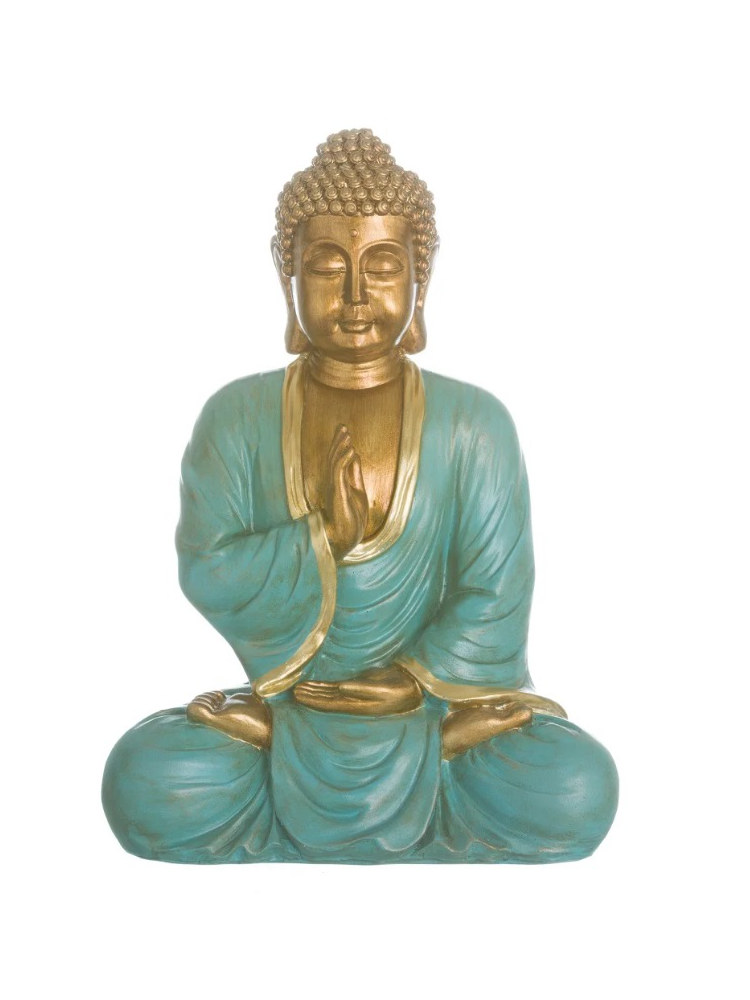 Figura BUDA ORO MANTO TURQUESA 40