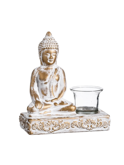 Figura BUDA ORO - BLANCO Portavelas  18