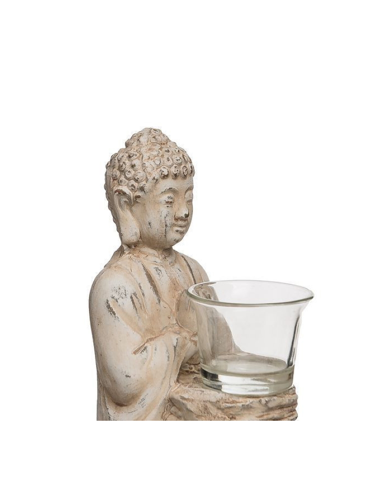 Portavelas buda beige 9,00 x 10,00 x 19,50 cm