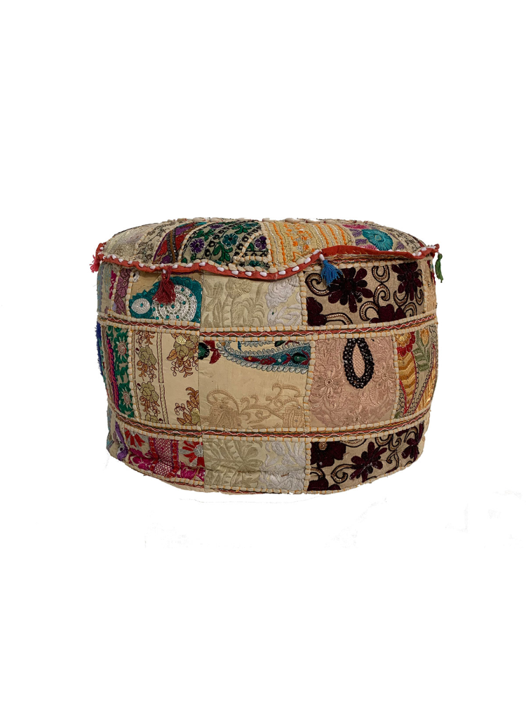 Pouf Ètnico Beige bordado 60x60x30 cm Pouf Ètnico Beige bordado 60x60x30 cm